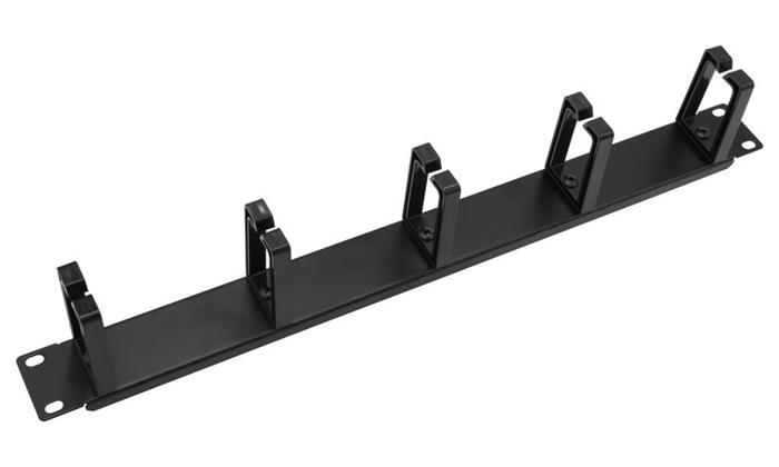 19" vyvazovací panel 1U, 5x plastový úchyt, černá, typ CMP4