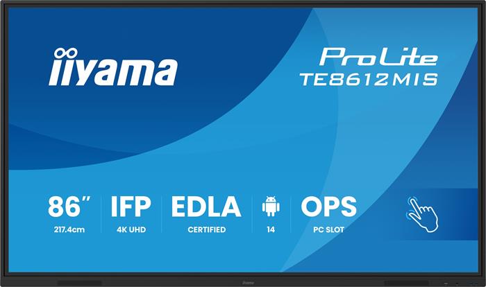 86" iiyama TE8612MIS-B4AG:IPS,4K,40P,USB-C,EDLA
