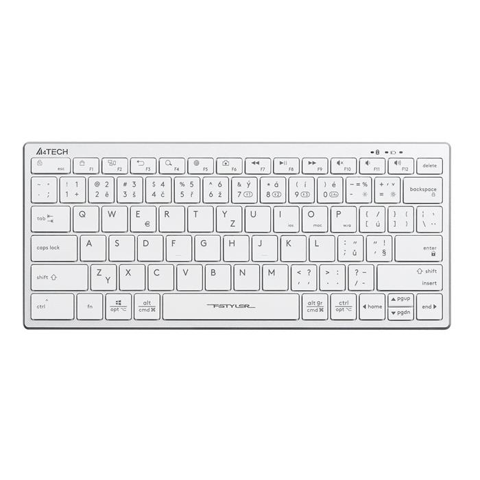 A4tech FBX51C, bezdrátová kancelářská klávesnice, CZ, bílá