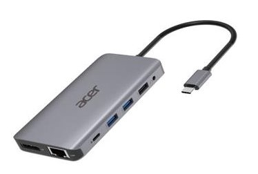 ACER 12v1 docking station/dongle USB-C: 2×USB3.2, 2×USB2.0, čtečka 1×SD/TF 2×HDMI,1×PowerDelivery,1×DP,1×RJ45,1×3.5 Aud