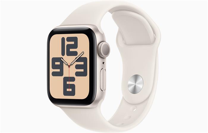 Apple Watch SE (2024) 40mm Hvězdně bílý hliník s hvězdně bílým sportovním řemínkem S/M
