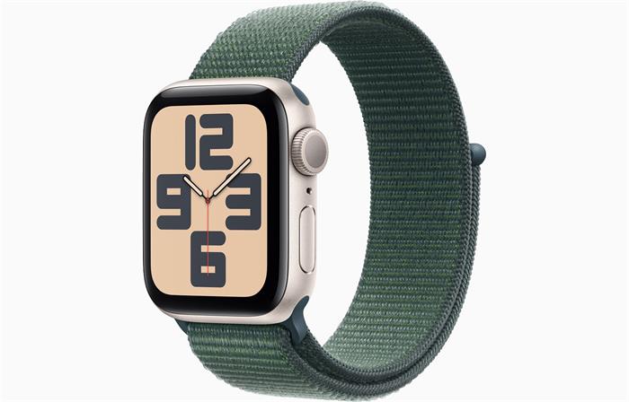 Apple Watch SE (2024) 40mm Hvězdně bílý hliník s jezerně zeleným provlékacím řemínkem