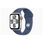 Apple Watch SE (2024) Cellular 40mm Stříbrný hliník s denimovým sportovním řemínkem M/L
