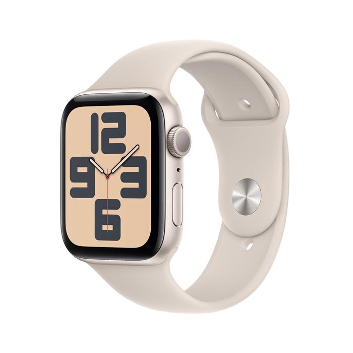 Apple Watch SE GPS 44mm hvězdně bílé hliníkové pouzdro s hvězdně bílým sportovním řemínkem - M/L