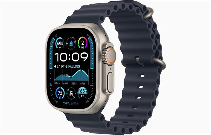 Apple Watch Ultra 2 (2024) 49mm Přírodní titan s námořnicky modrým oceánským řemínkem