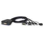 ATEN 2-port DVI KVM USB mini, integrované kabely, tlačítko pro přepínání