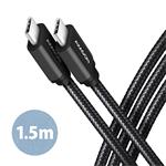 AXAGON BUCM3-CM15AB, kabel USB-C <-> USB-C, 1.5m, USB 3.0, PD60W, ALU, oplet, černý
