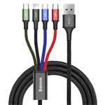 Baseus rychlý nabíjecí / datový kabel 4v1 Lightning + 2* USB-C + Micro USB 3,5A 1,2m, černá