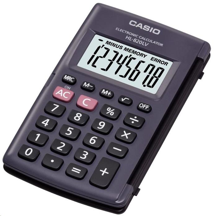 CASIO kalkulačka HL 820LV BK, černá, kapesní, osmimístná