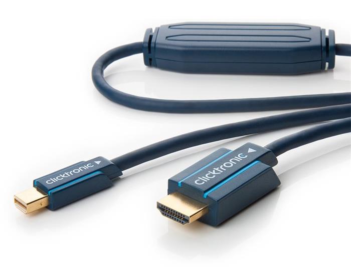 ClickTronic HQ OFC kabel mini DisplayPort - HDMI typ A, zlacené kon., 3D, M/M, 3m