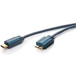 ClickTronic HQ OFC Kabel USB 3.1 konektor C/male - USB 3.0  Micro-B/male, modrý, 3m