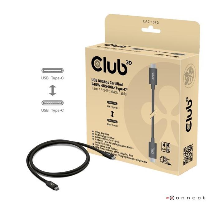 Club3D kabel USB 4.1, 80Gbps, 16K@60Hz, PD240W, 1,2m