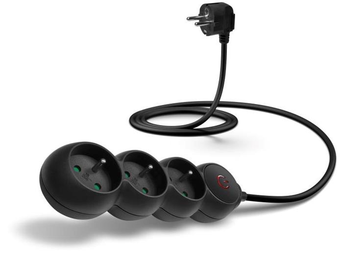 CONNECT IT prodlužovací kabel 230V, 3 zásuvky, 1.5m, s vypínačem, černá