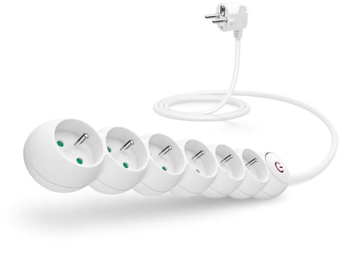 CONNECT IT prodlužovací kabel 230V, 6 zásuvek, 5m, s vypínačem, bílá