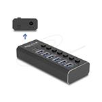 Delock 7portový USB 3.1 hub se 4 porty 10 Gb/s a 4 porty pro rychlé nabíjení s přepínačem a osvětlením