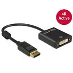 Delock adaptér Displayport 1.2 samec > DVI samice 4K aktivní černý
