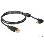 Delock kabel USB 2.0 A samec > USB micro B samec, pravoúhlý 90°, 1m