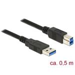 Delock Kabel USB 3.0 Typ-A samec > USB 3.0 Typ-B samec 0,5 m černý