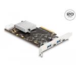 Delock PCI Express x8 karta se 2 x USB 20 Gbps USB Type-C samice a 2 x USB 5Gbps Typu-A samice - Quad Channel