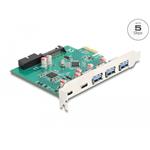 Delock USB 3.0 řadič, 3x USB-A + 2x USB-C + 1x interní 19pin, PCIe