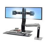 ERGOTRON WorkFit-A, Dual Display, Polished aluminum, nastavitelný stolní držák pro dva monitory , kláv.+myš+odkl. ploch