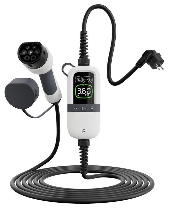 EVSE AC přenosná, jednofázová nabíječka pro elektromobily, pro domácnosti, 3.6kW, 230 V, 6m kabel s konektorem T2