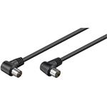 Goobay anténní kabel, 75 Ohm, PAL, M-F, 2.5m, lomený na obou koncích, černý