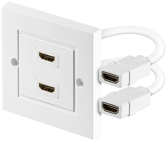 Goobay HDMI 2.0 zásuvka pod omítku, 2x HDMI, bílá