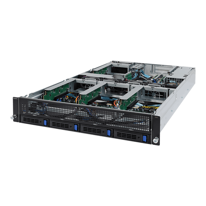 GPU Server G242-Z10 2U S-SP3(240W), 4GPU(PCI-E16),2PCI-E8LP, OCP, 2GbE, 4sATA,2NVMe/SFF, IPMI, 8DDR4, rPS (80+PLAT)