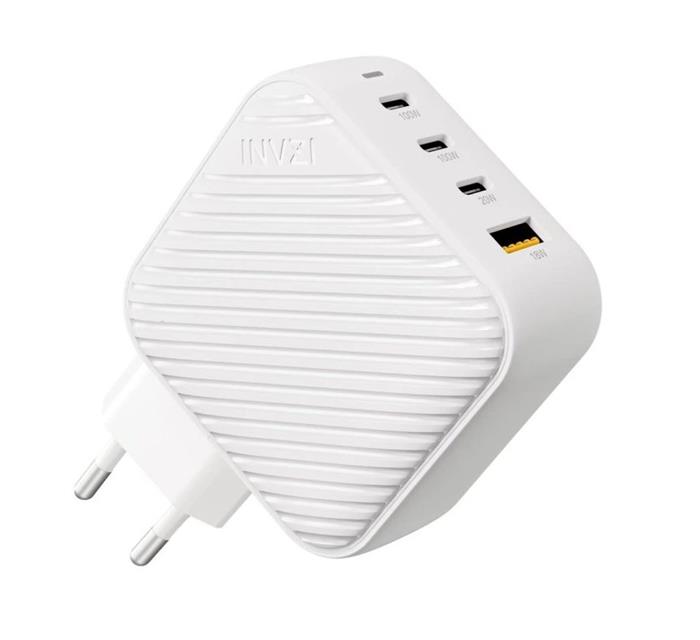 Invzi 100W GaN USB-C adaptér, 3x USB-C + 1x USB-A, bílá, EU koncovka