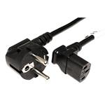 Kabel síťový, CEE 7/7(M) - IEC320 C13 lomený 90°nahoru, 1.8m, černý