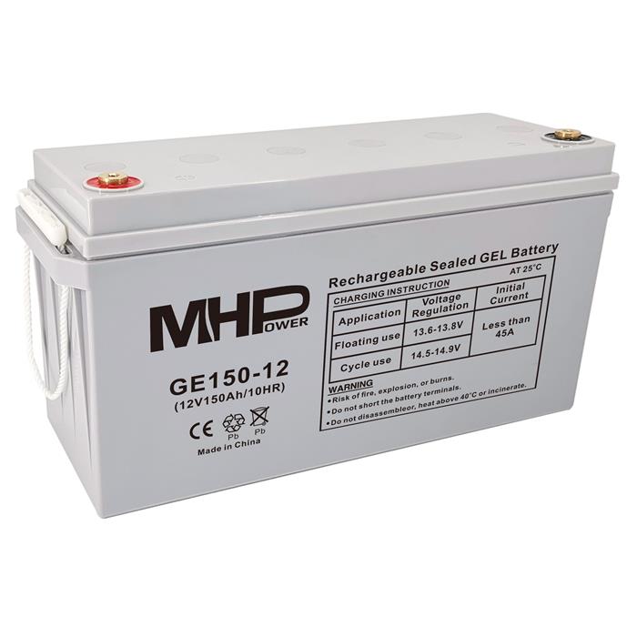 MHPower GE150-12, Gelový akumulátor 12V/150Ah, Terminál T3 - M8, Deep Cycle