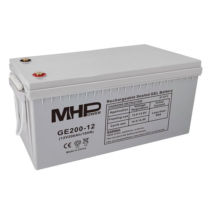 MHPower GE200-12, Gelový akumulátor 12V/200Ah, Terminál T3 - M8, Deep Cycle