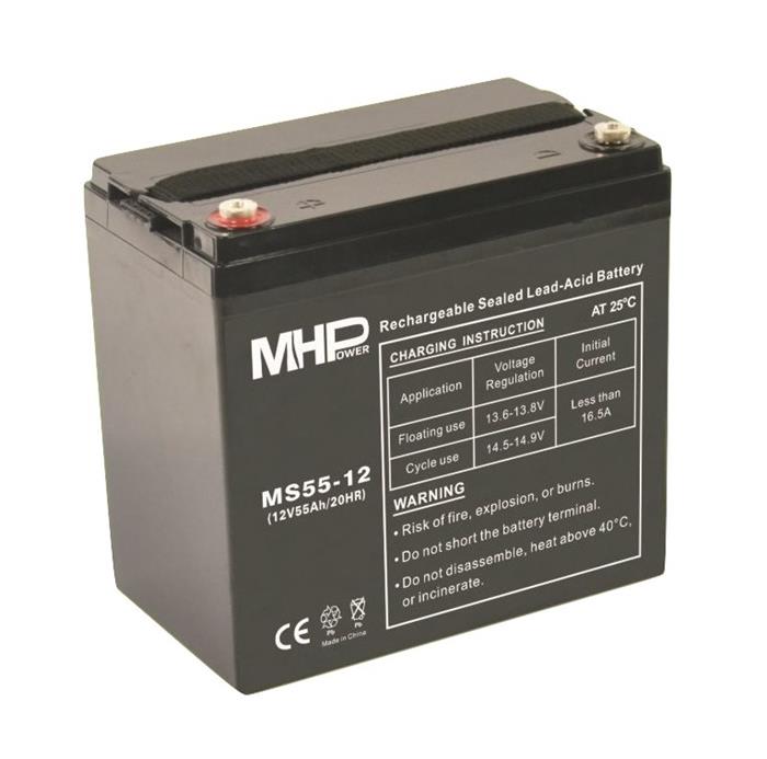 MHPower MS55-12, olověný akumulátor AGM 12V/55Ah, Terminál T1 - M6