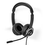 Nedis CHSTU310BK - PC sluchátka| Na Uši | Stereo | USB Typ-C  / USB-A | Sklopnou Mikrofon | Černá