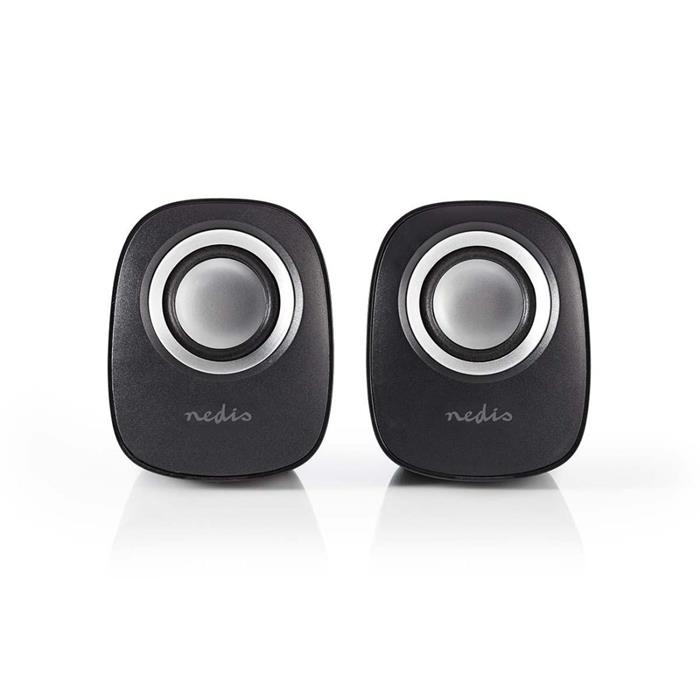 Nedis CSPR10020BK - PC reproduktory, 2.0, 2x2W, černá / stříbrná