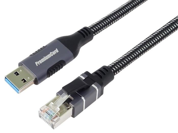 PremiumCord Gigabitový ethernetový kabel USB na LAN RJ45, 2m
