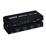 PremiumCord HDMI switch 3:1 kovový s dálkovým ovladačem a napájecím adaptérem