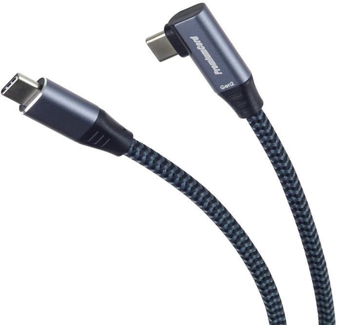 PremiumCord USB-C kabel (USB 3.2, 5A, 100W, 20Gbps), 3m, lomený konektor, bavlněný oplet