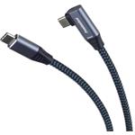PremiumCord USB-C kabel (USB 3.2, 5A, 100W, 20Gbps), 3m, lomený konektor, bavlněný oplet