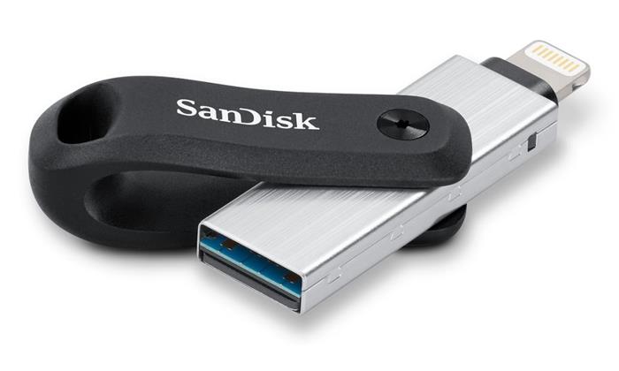 SanDisk iXpand Go 128GB, flash disk, USB 3.0 + Lightning, černý