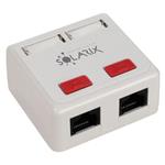 Solarix Zásuvka CAT5e UTP 2 x RJ45 na omítku bílá (spodní vývod)