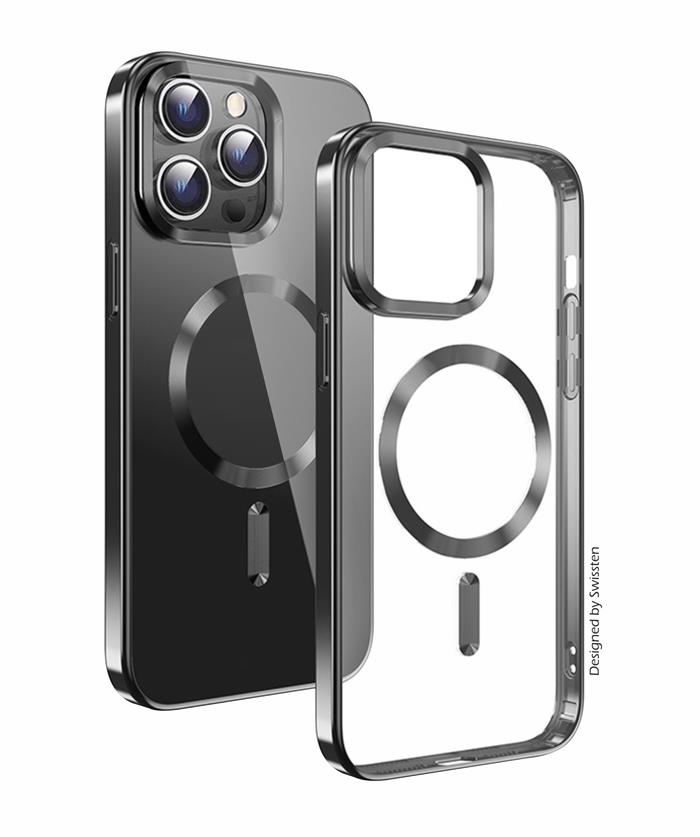 Swissten Clear Jelly Magstick Metallic pro Apple iPhone 14 černé pouzdro